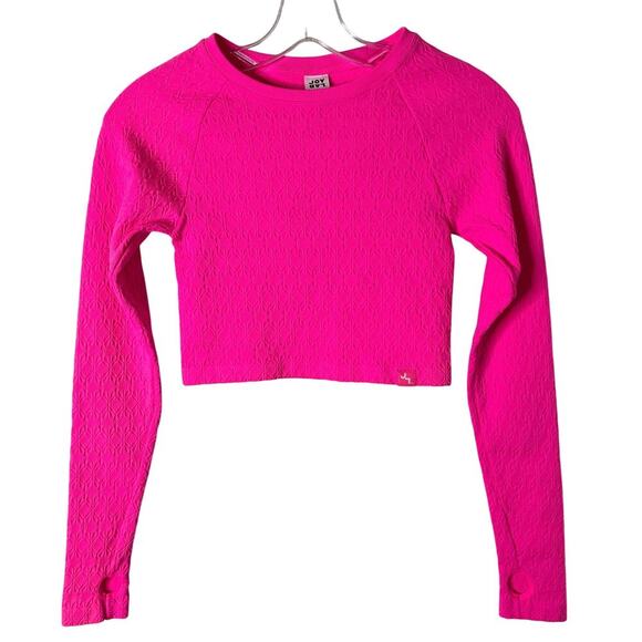JoyLab Women's Athletic Crop Top S Hot Pink Long Sleeve Textured Stretch Crew - Picture 1 of 6